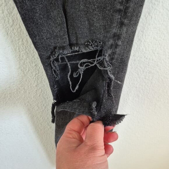 We The Free Jeans Womens 26 Black Distressed Mid Rise Button Fly Ladies Pants - Picture 10 of 16